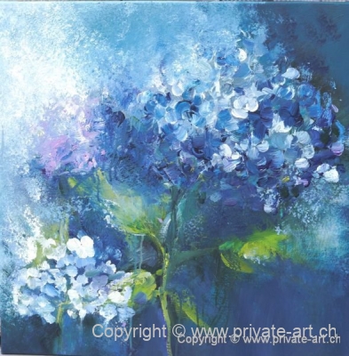 Acrylbild "Hortensien" - Acrylmalerei - Malkurse - Acryl malen