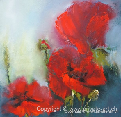 Acrylbild "Mohnblumen" - Acrylmalerei - Malkurse - Acryl malen