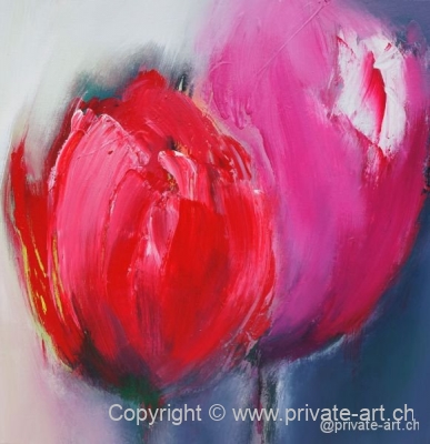 Acrylbild - Tulpen rot