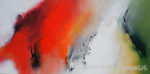 Acrylbild - Frühlingsgefühle - Orange, Rot, Grün