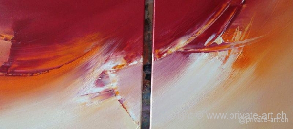 Acrylbild - Streicheleinheiten - Orange, Rot, Weiss